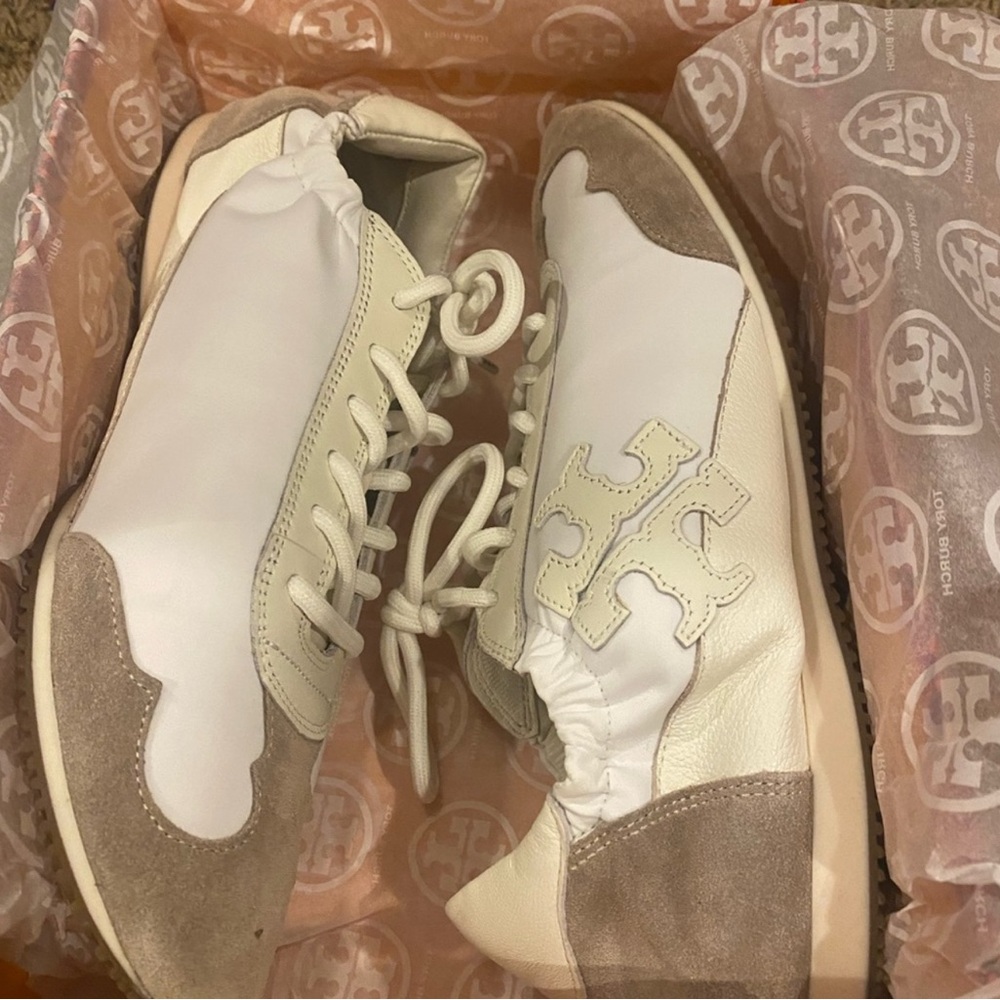 Tory Burch Cream and Tan Sneakers - Picture 5 of 6